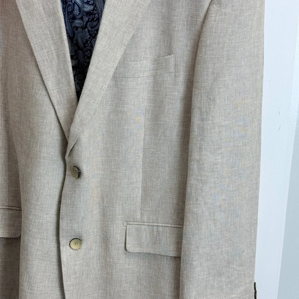Oak Hill Mens 3XLT 54L/56L Beige Linen Blend Two Button Blazer Sport Coat